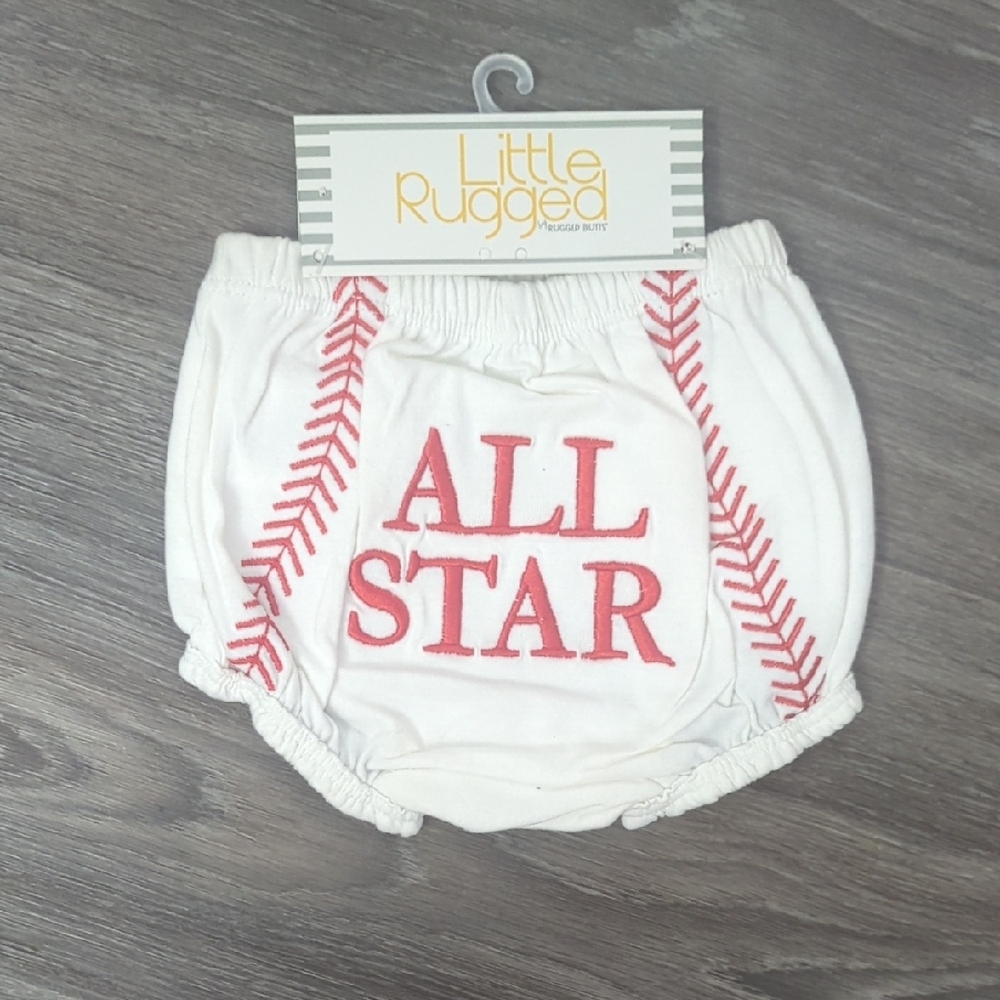 🌟NWT 0/6 Kids 'All Star' White and Red Diaper Cover